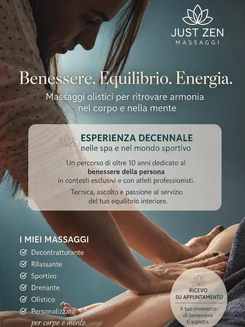 Locandina JustZen: benessere, equilibrio, energia